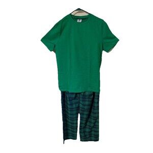 Royal Class Men's Green Plaid Lounge sleep Set Med  Super Comfy
